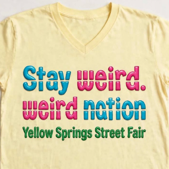 V-Neck style t-shirt from Yellow Springs Street Fair